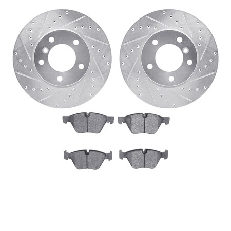 Dynamic Friction Co 7602-31061, Rotors-Drilled and Slotted-Silver with 5000 Euro Ceramic Brake Pads, Zinc Coated 7602-31061